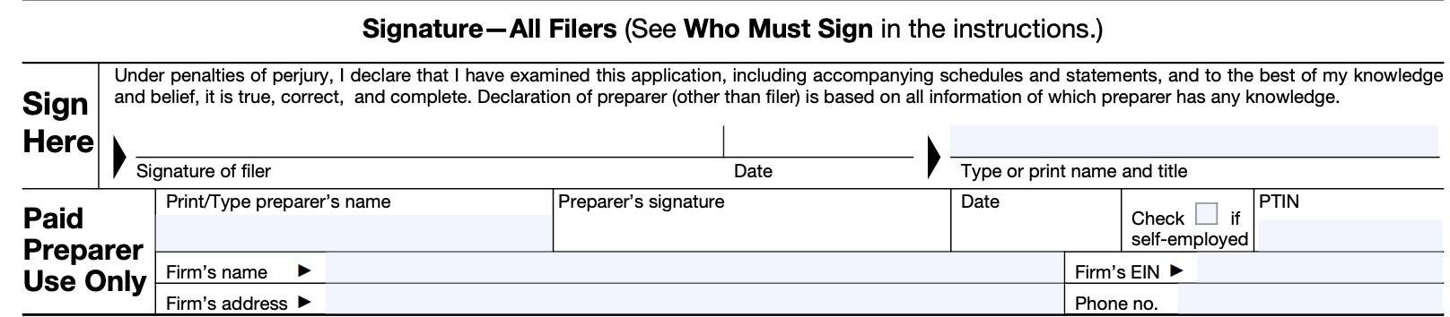 irs form 1128 signature section
