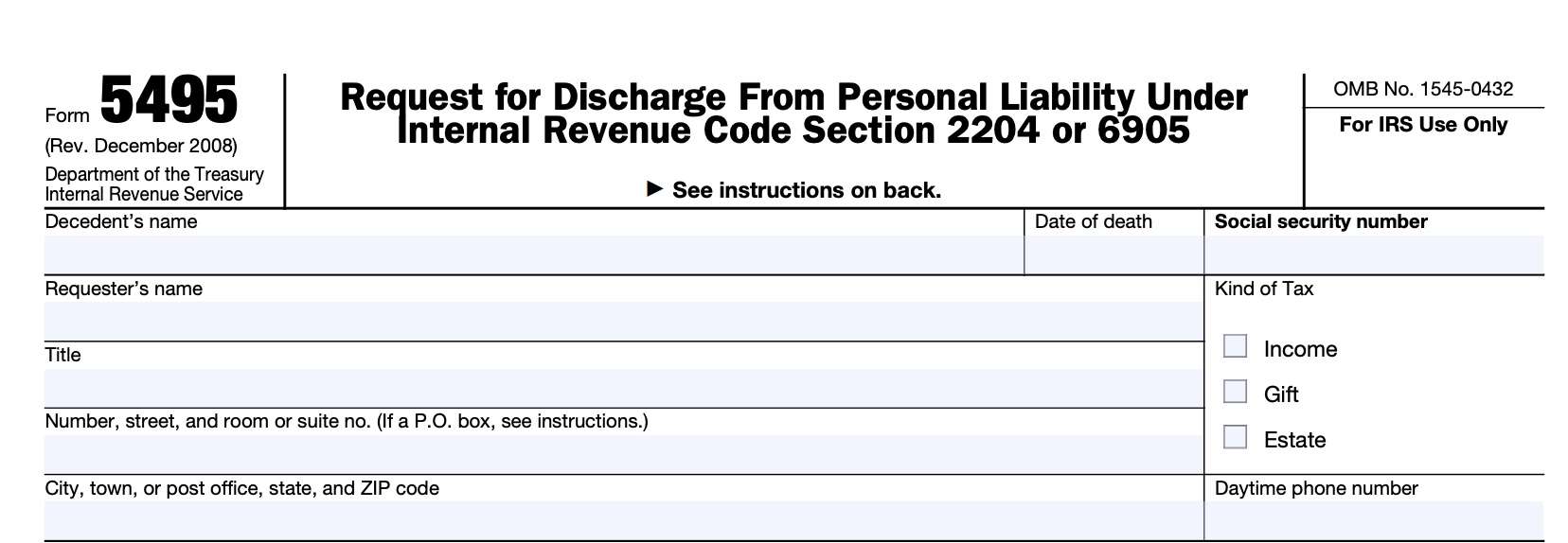 irs form 5495, taxpayer information