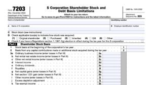 IRS Form 7203 Instructions