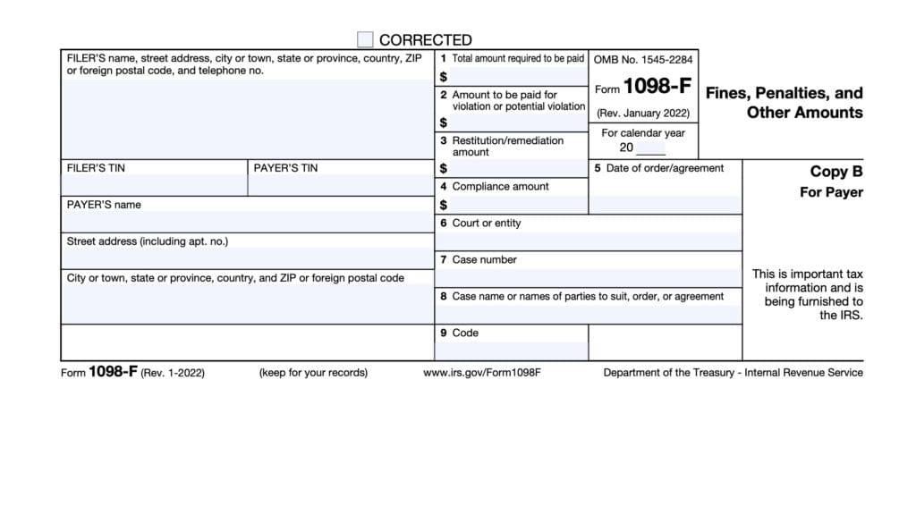 irs form 1098-f, Fines, Penalties, and Other Amounts