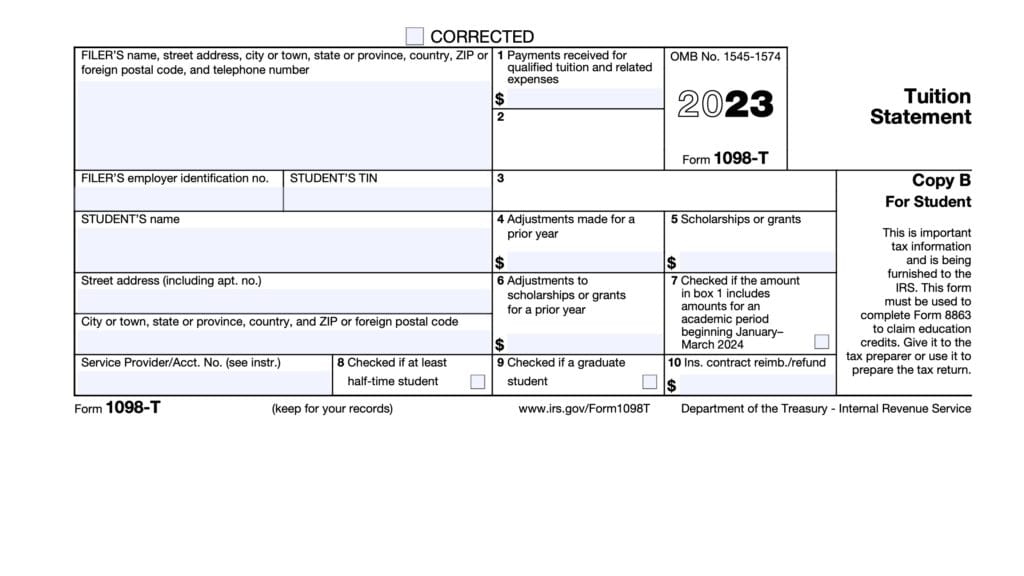 irs form 1098-t, tuition statement