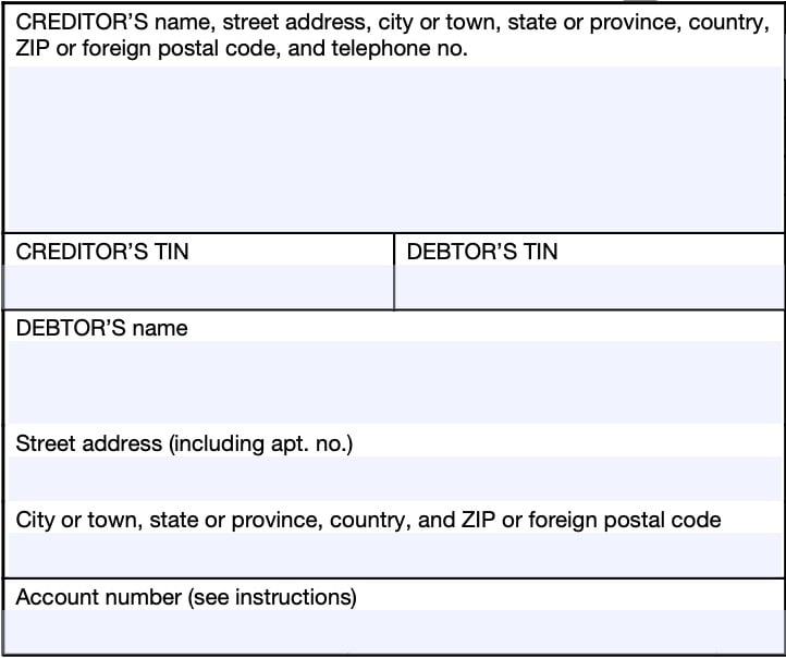IRS Form 1099 C Instructions Cancellation Of Debt