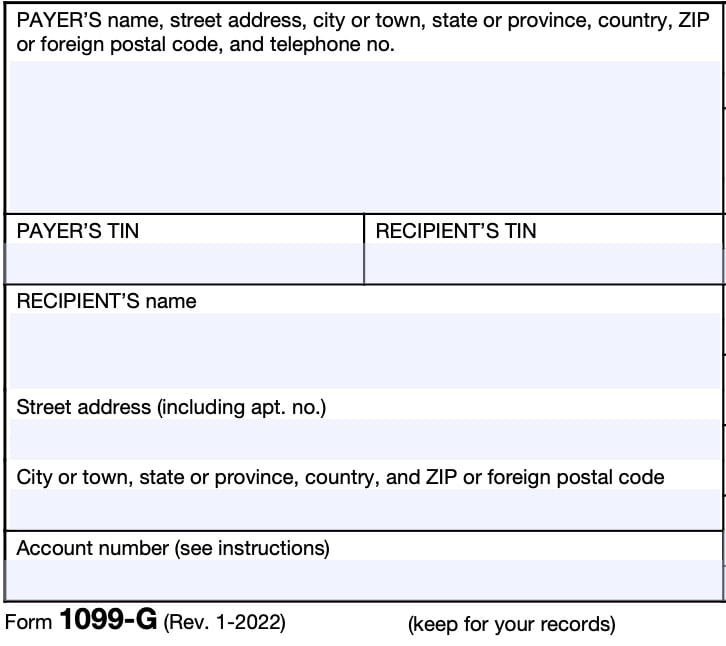 IRS Form 1099 G Instructions Certain Government Payments