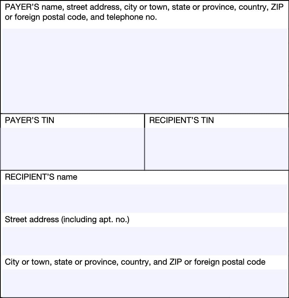 irs form 1099-misc taxpayer information fields