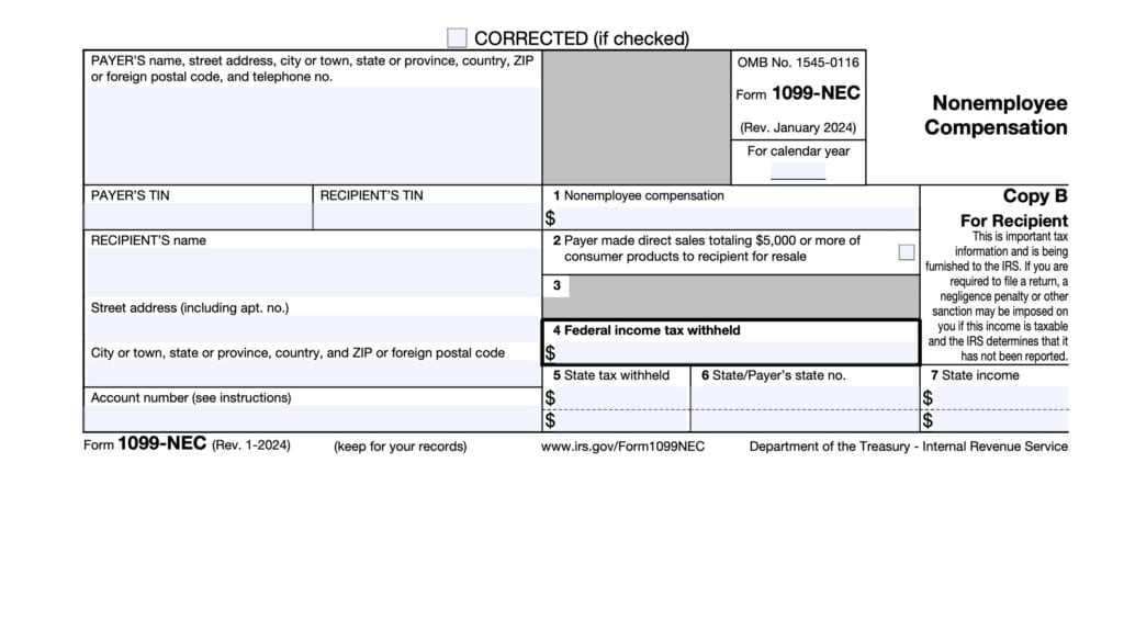 irs form 1099-nec, nonemployee compensation