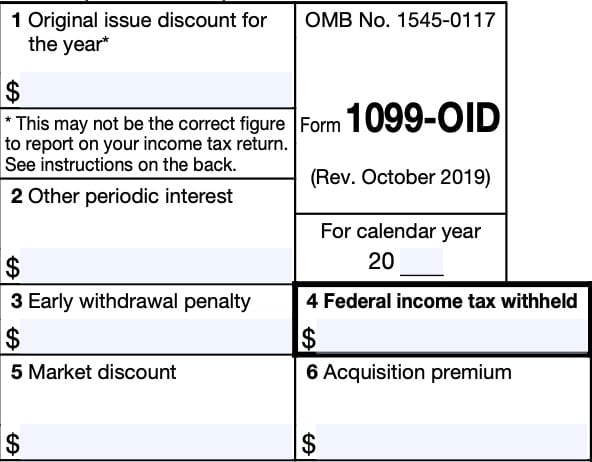 irs form 1099-oid, lines 1 through 6