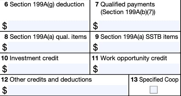 irs form 1099-patr, boxes 6 through 13