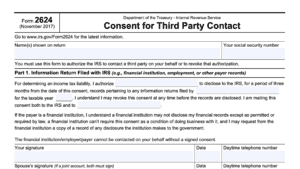 irs form 2624, consent for third party contact