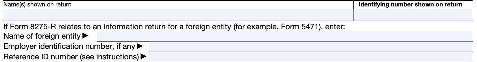 irs form 8275-r, taxpayer information