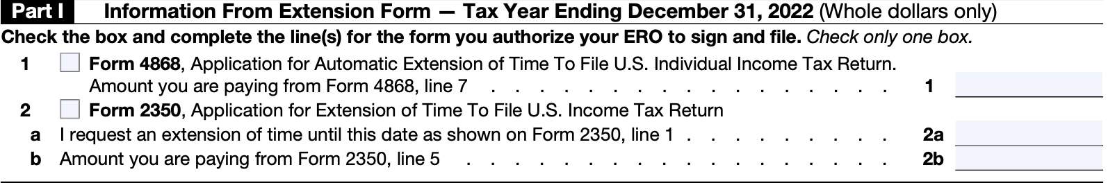 part i: information from extension form