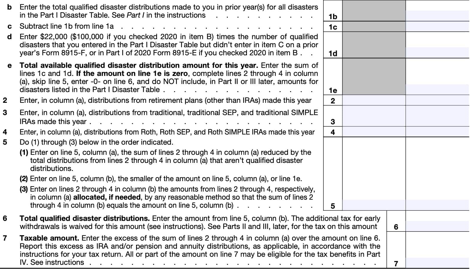 part 1 continued: Total distributions from all retirement plans