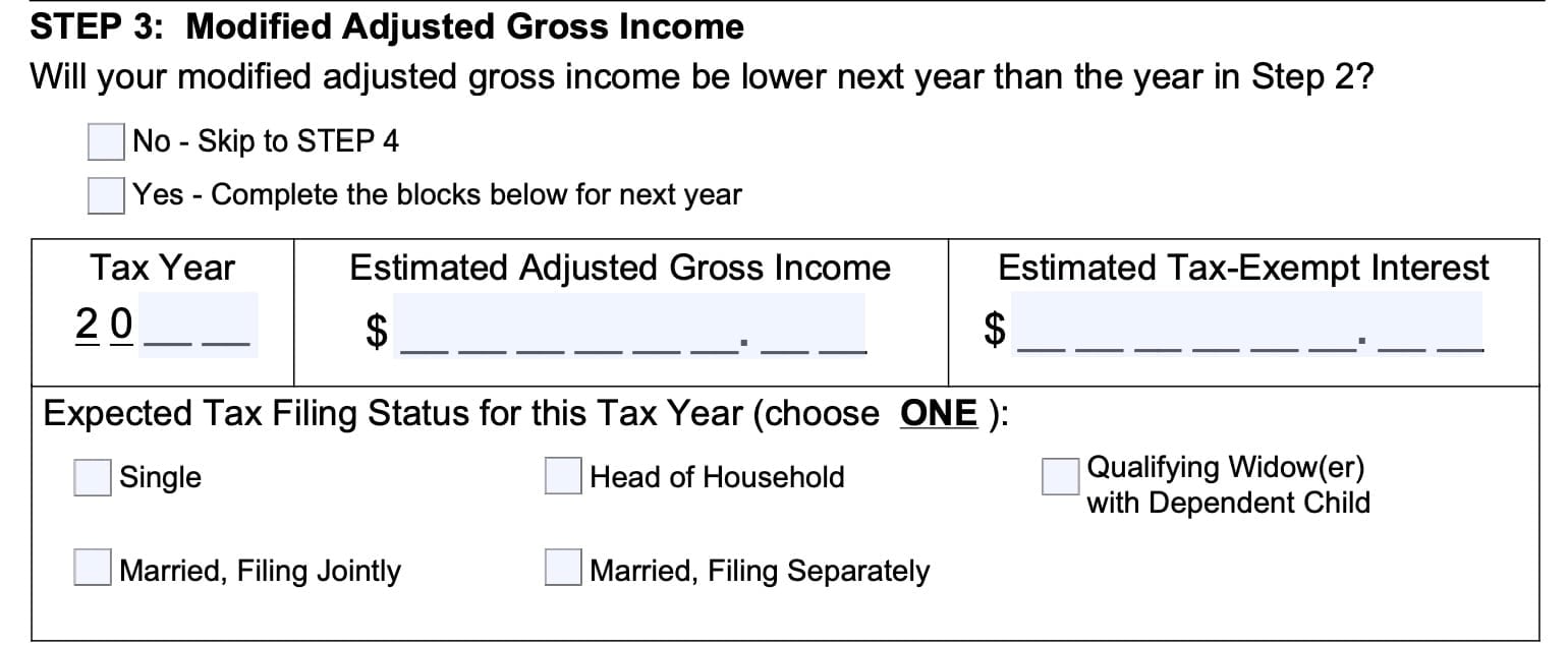 form ssa 44, step 3, modified adjusted gross income