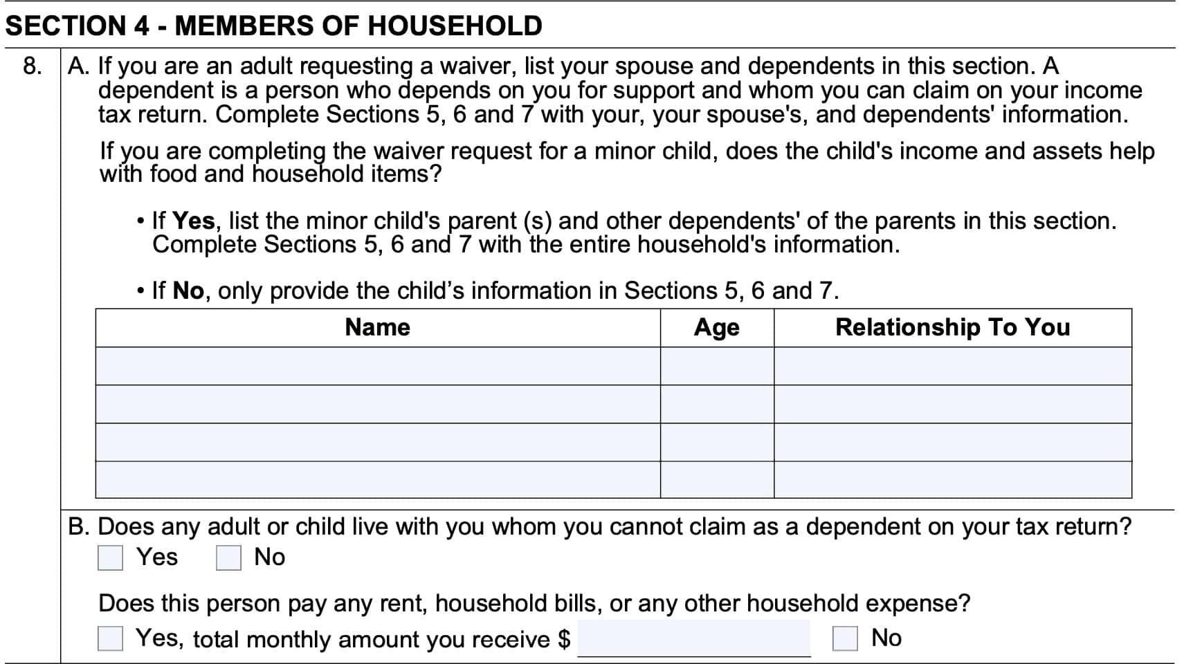 Section 4: Members of household