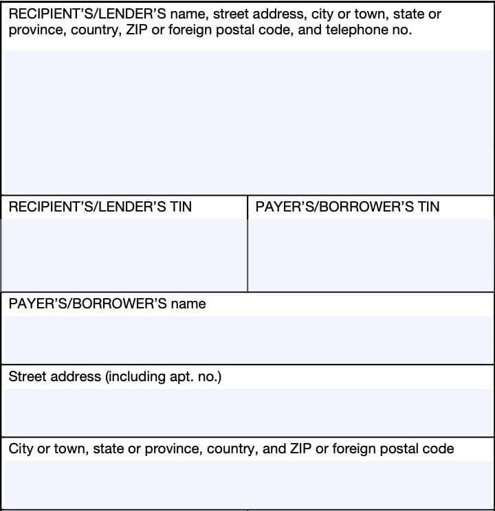 irs form 1098, taxpayer information fields