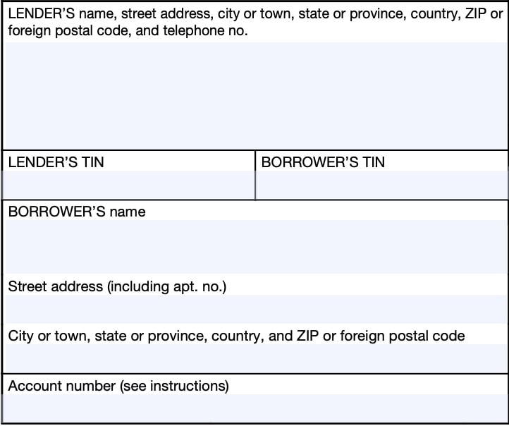 IRS form 1099-A taxpayer information