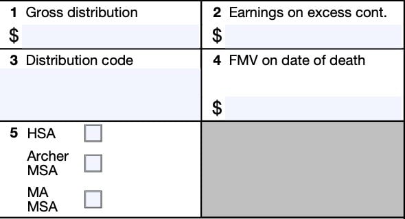 irs form 1099-sa, boxes 1 through 5