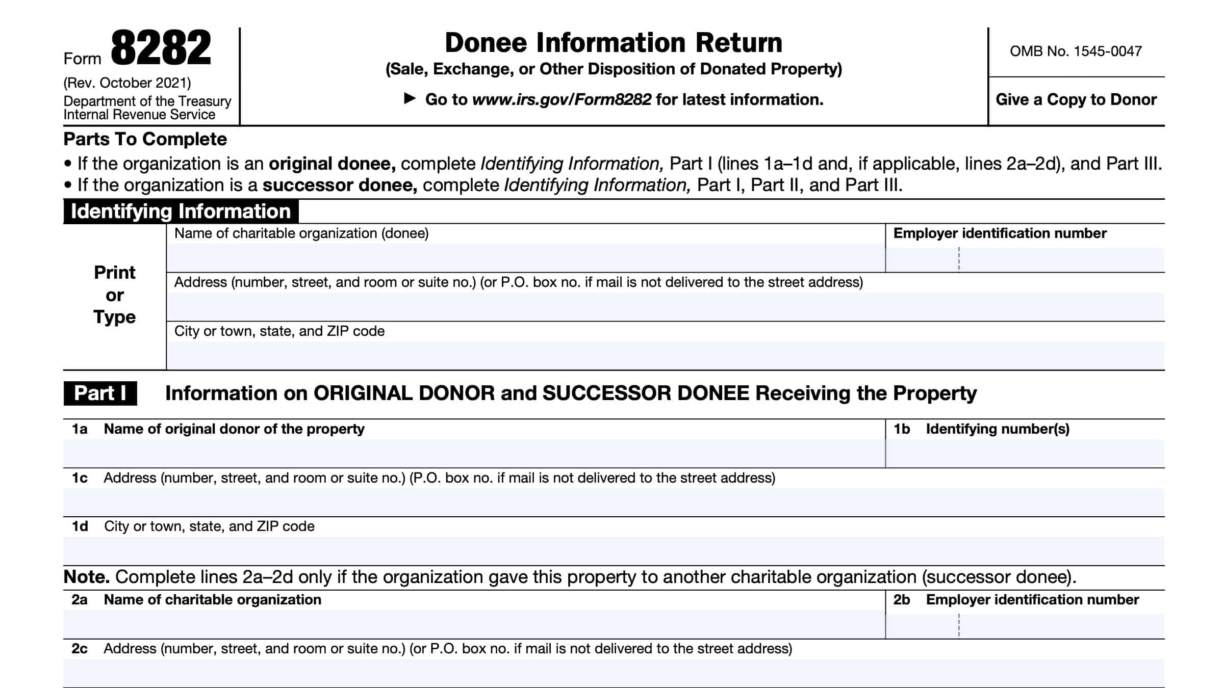 IRS Form 8282 Instructions Donee Information Return