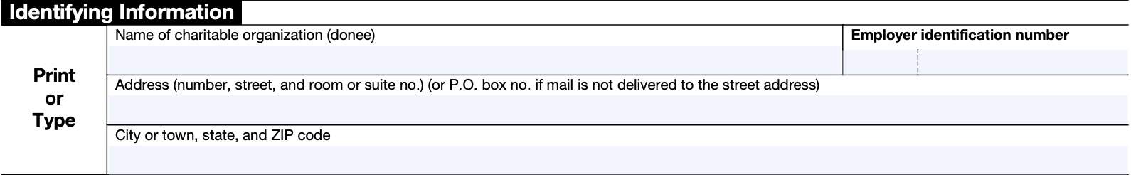 irs form 8282, identifying information