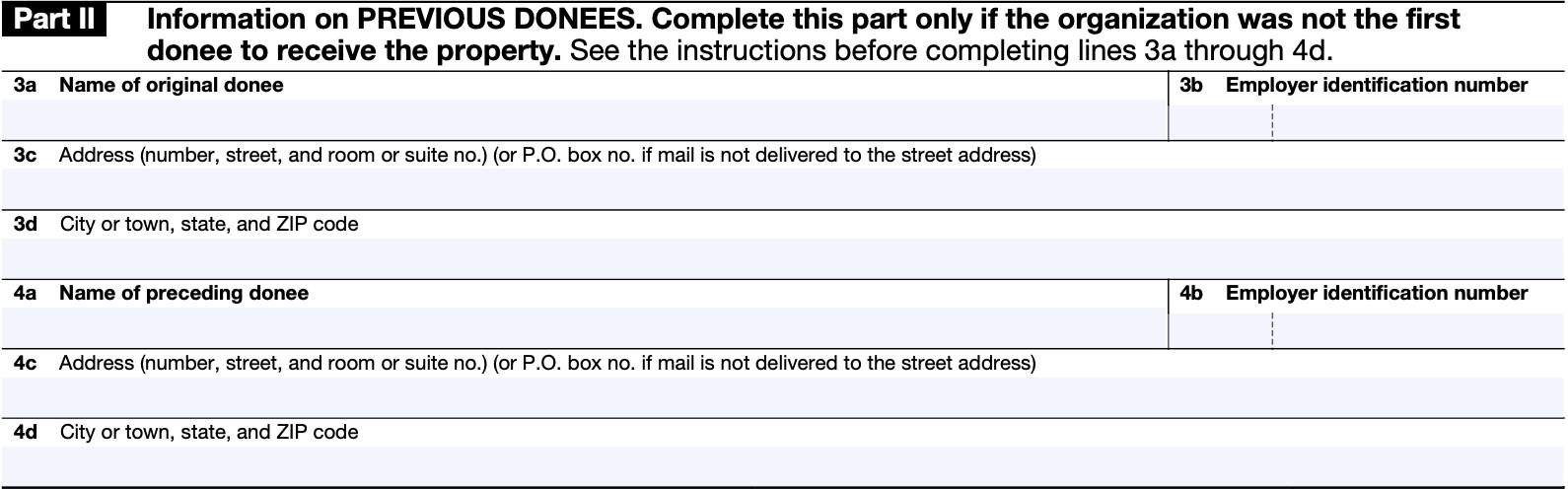 part ii: information on previous donees