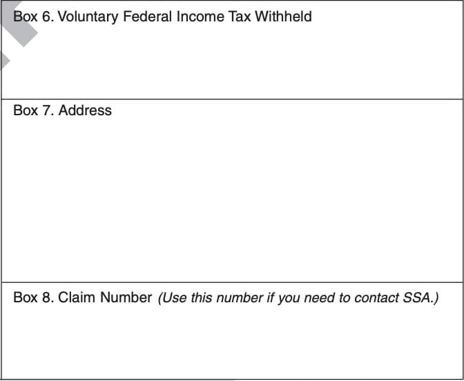 form ssa 1099, box 6 through box 8