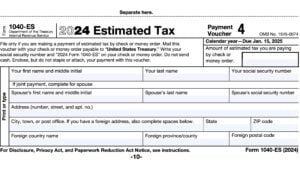 irs form 1040-es, estimated tax