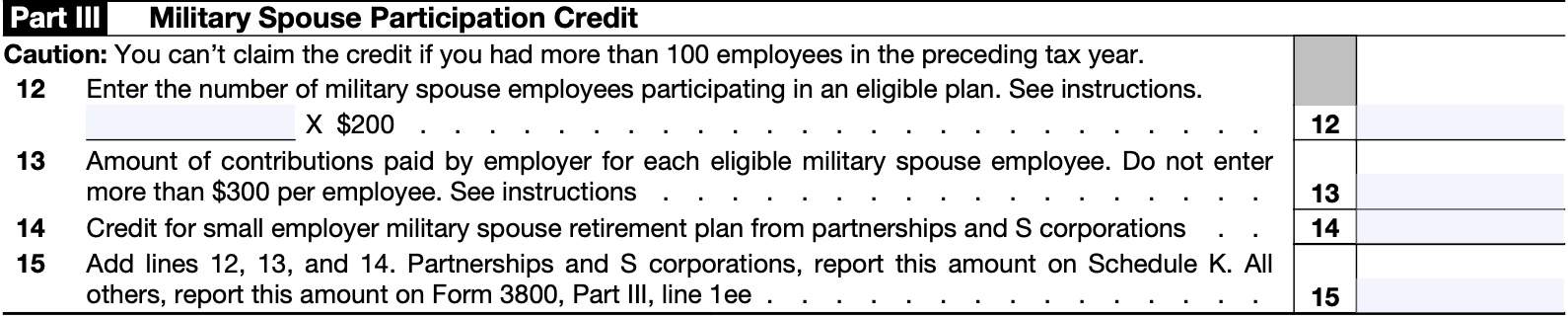 irs form 8881, part iii: military spouse participation credit