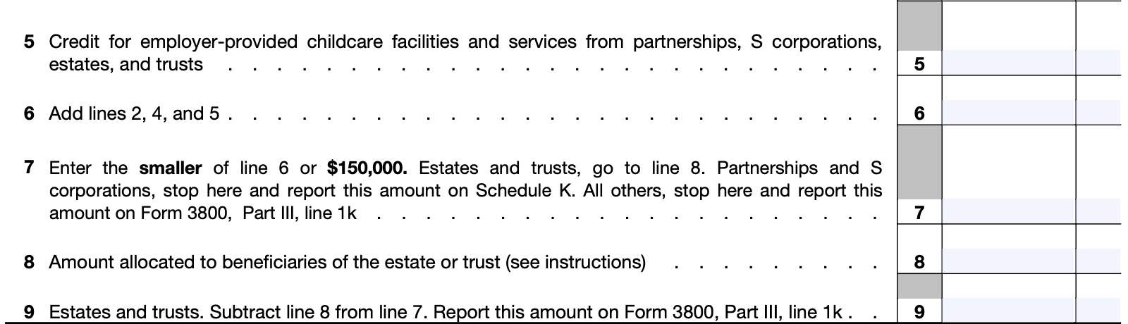 irs form 8882, lines 5 through 9