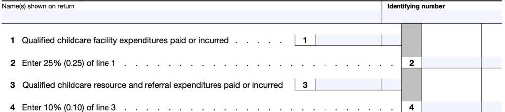 irs form 8882, lines 1 through 4