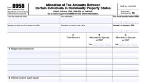 IRS Form 8958 Instructions