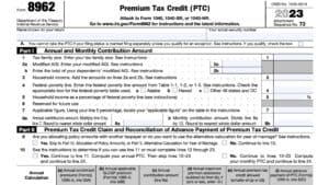 irs form 8962, premium tax credit