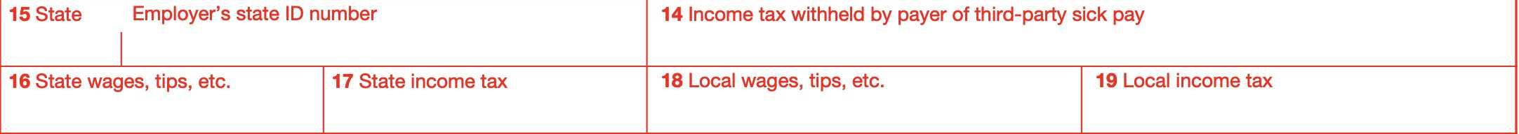 lines 14 through 19, state and local income tax information