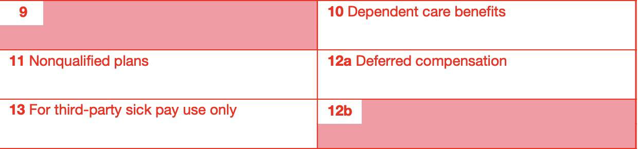 IRS Form w-3, boxes 1 through 13