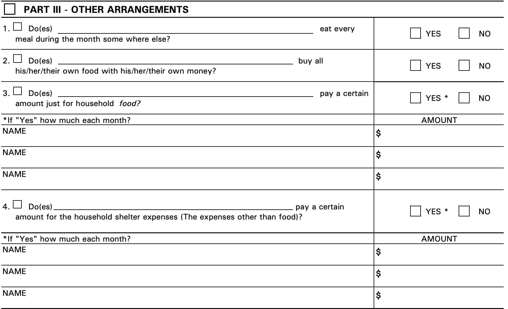 part iii: other arrangements