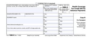 irs form 1099-h, Health Coverage Tax Credit (HCTC) Advance Payments