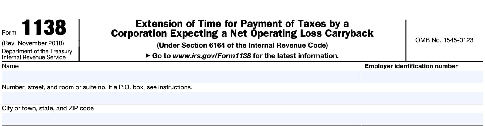 irs form 1138, taxpayer information