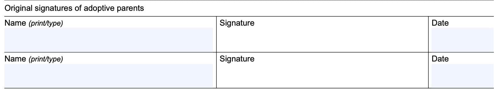 parent signature fields