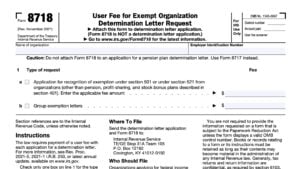 irs form 8718, user fee for exempt organization determination letter request