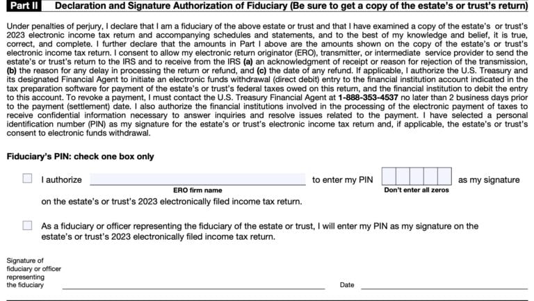 IRS Form 8879-F Instructions - e-File Signature for IRS Form 1041