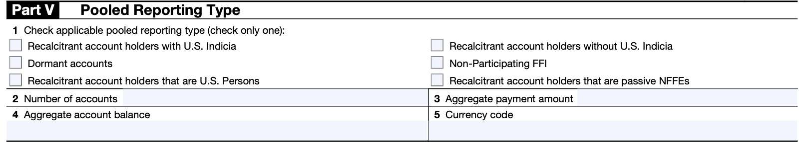 irs form 8966, part v: pooled reporting type