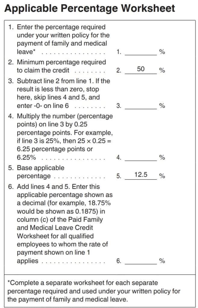 irs form 8994 applicable percentage worksheet