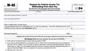 irs form w-4s, request for federal income tax withholding from sick pay