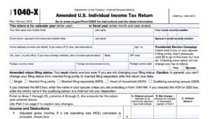 irs form 1040-x, Amended U.S. Individual Income Tax Return