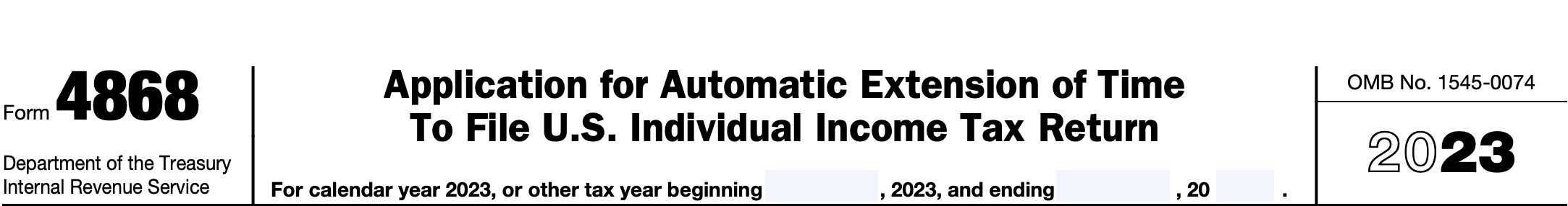 irs form 4868, application for automatic extension of time to file U.S. individual income tax return - information fields for fiscal year filers
