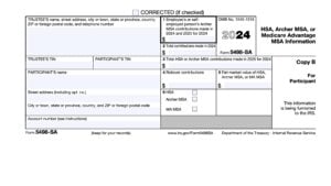 irs form 5498-sa, HSA, Archer MSA, or Medicare Advantage MSA Information