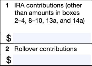 irs form 5498, box 1 & box 2