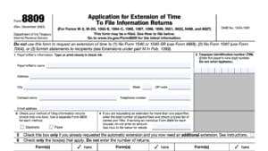 irs form 8809, application for extension of time to file information returns