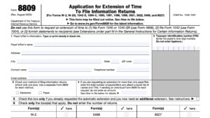 irs form 8809, application for extension of time to file information returns