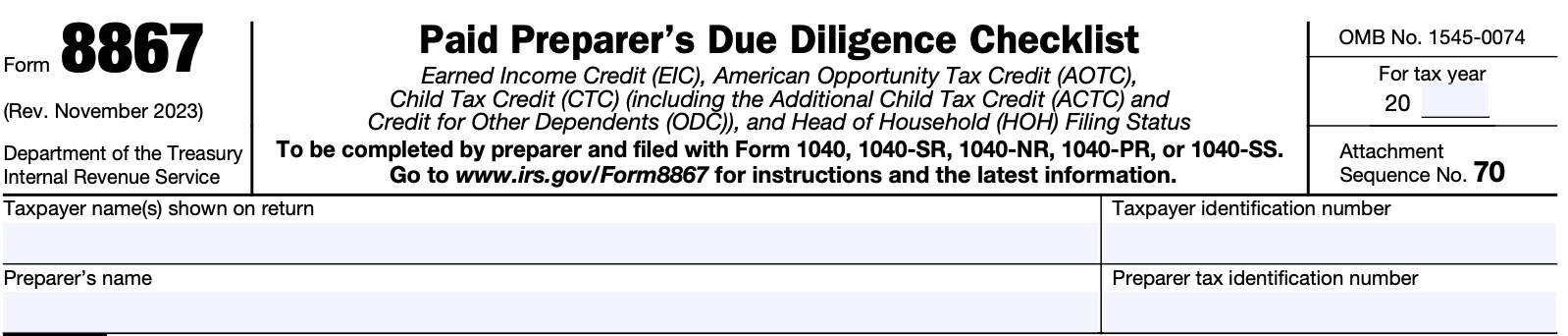 irs form 8867 taxpayer information
