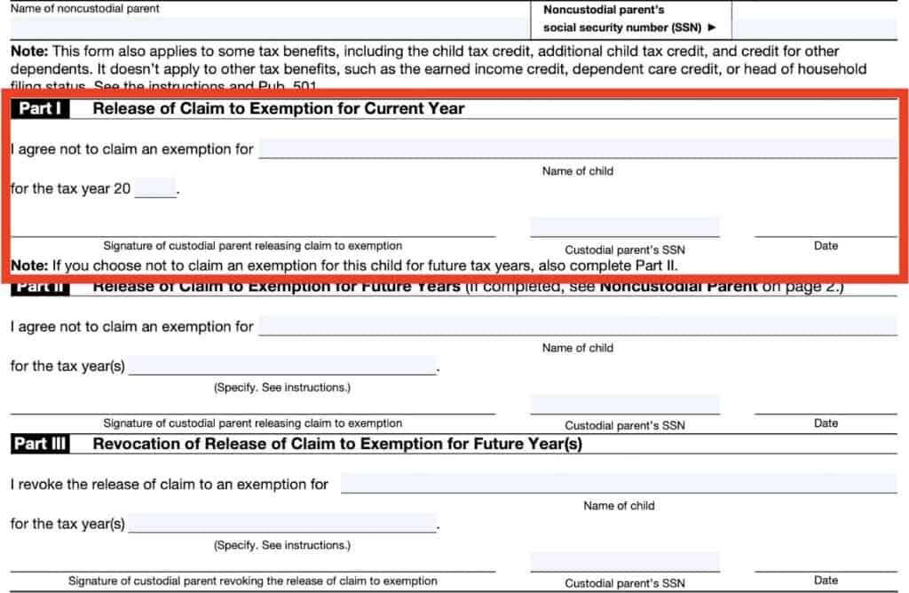 IRS Form 8332 Instructions Release of Child Exemption