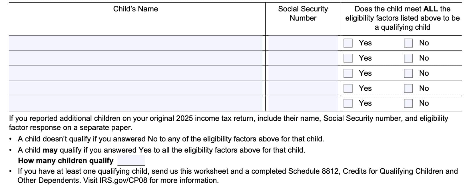 irs form 15110 child information
